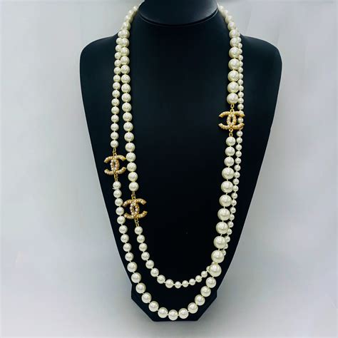 chanel large pearl necklace|genuine Chanel necklace.